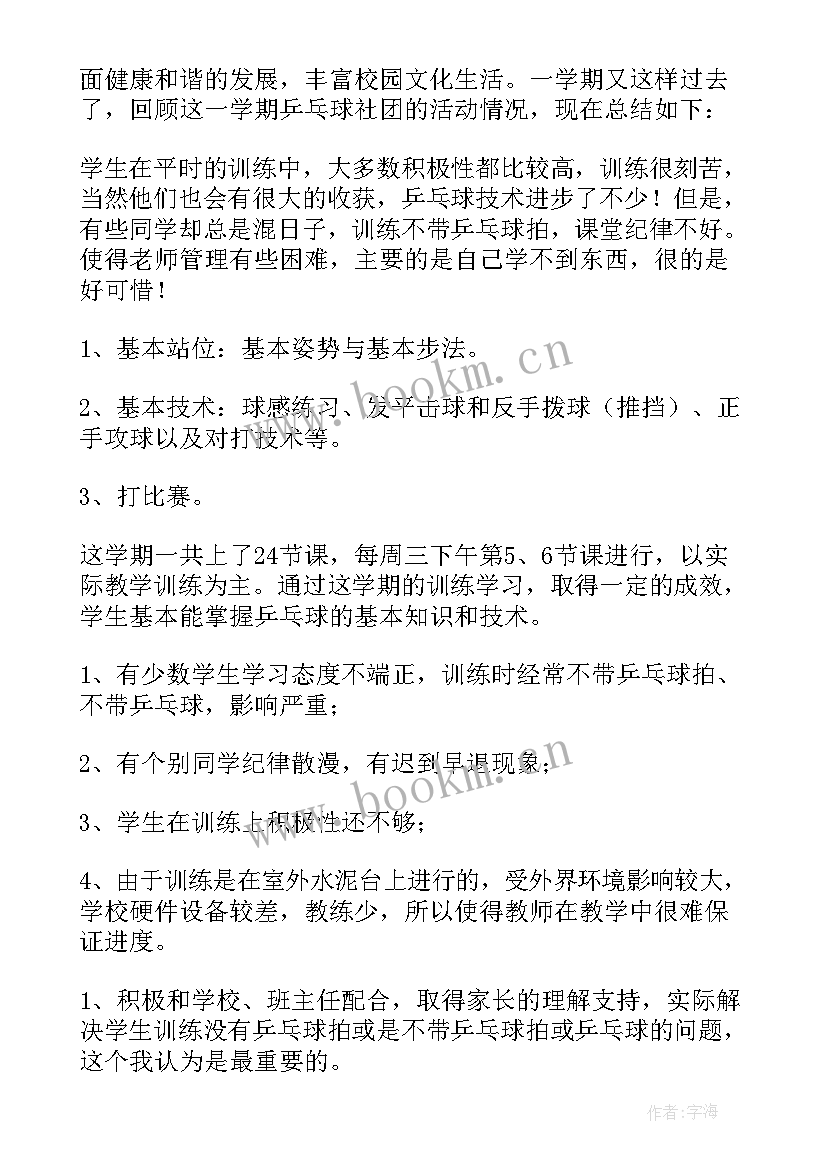 2023年乒乓球社团总结感想 乒乓球社团活动总结(汇总9篇)