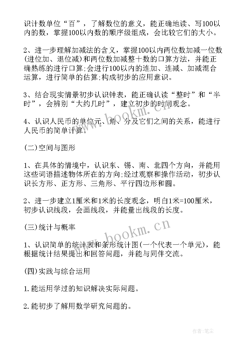 最新冀教版一年级数学知识总结 一年级数学复习计划(大全9篇)