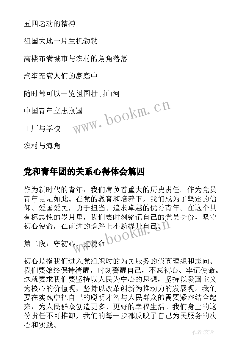 2023年党和青年团的关系心得体会(优质8篇)