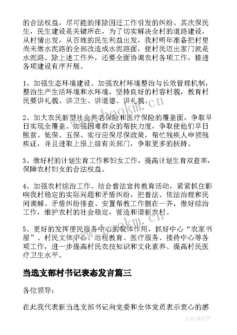 当选支部村书记表态发言(优秀10篇)