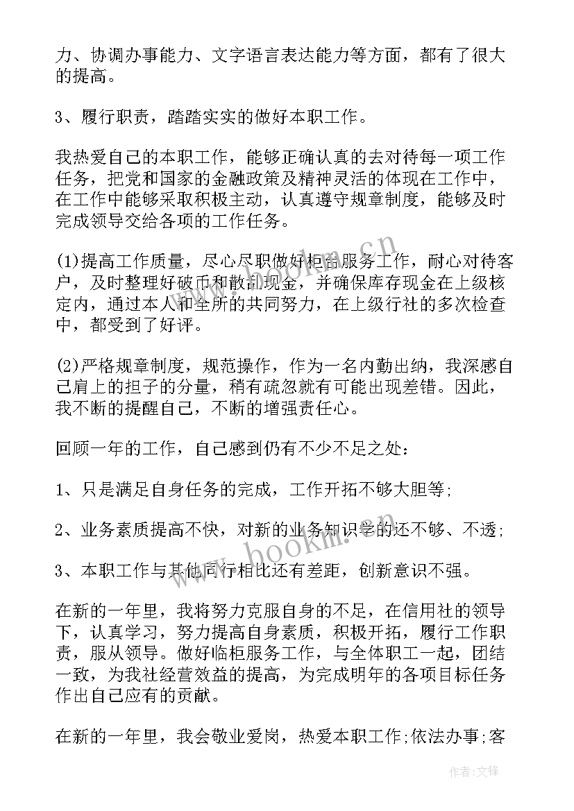 银行出纳员个人工作总结 银行出纳员工个人工作总结(通用5篇)