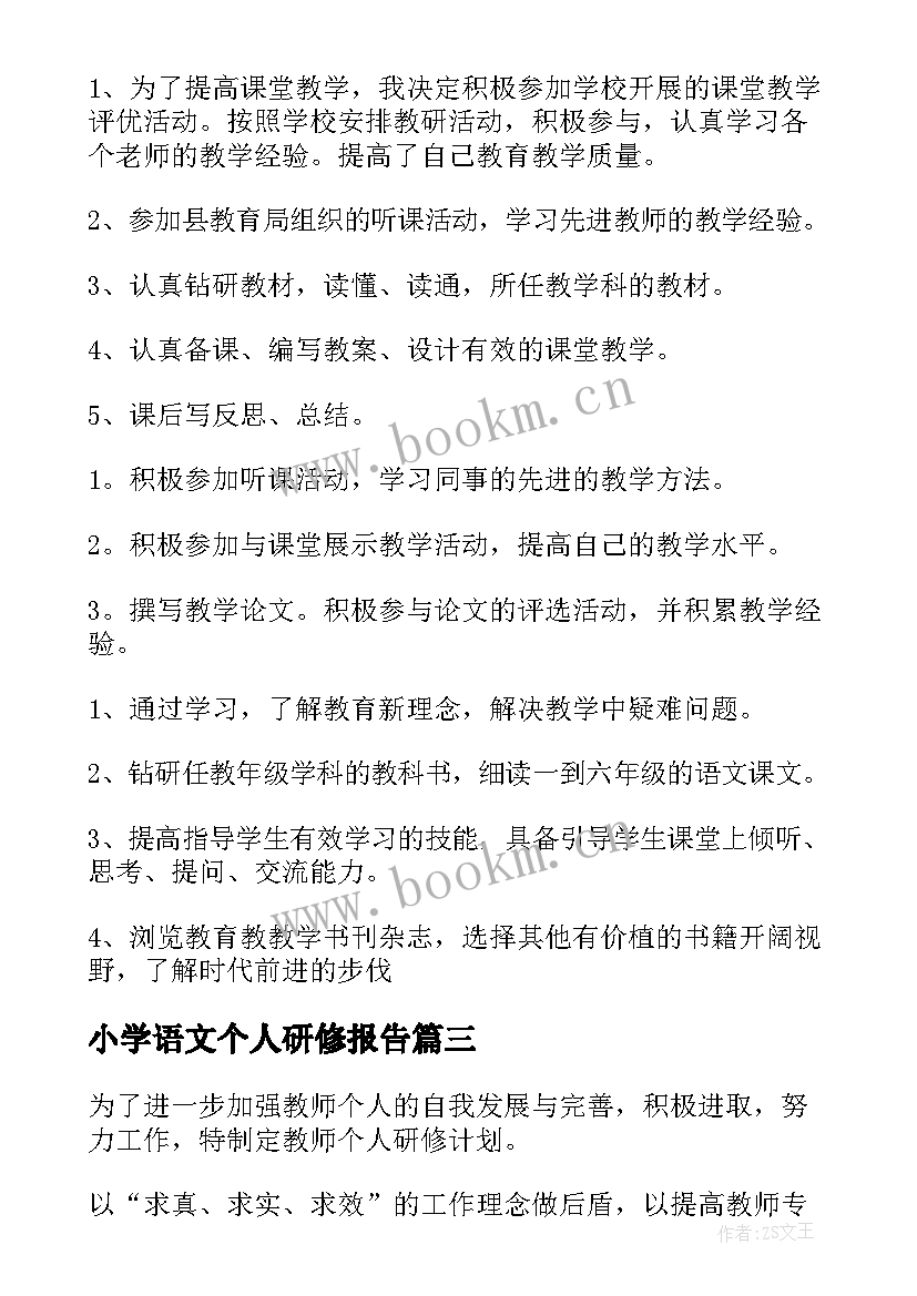 小学语文个人研修报告(精选5篇)