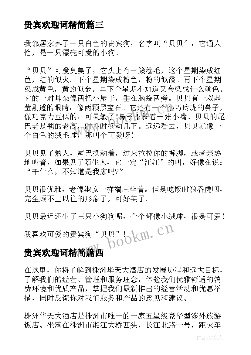 2023年贵宾欢迎词精简(大全5篇)