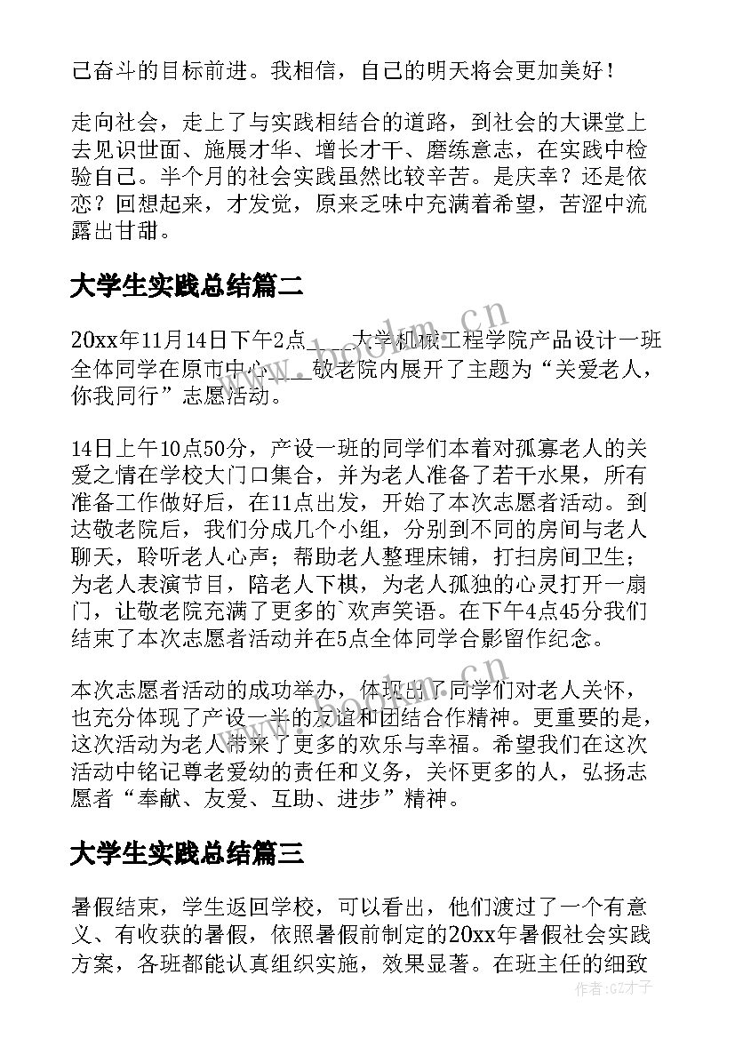 大学生实践总结(大全6篇)