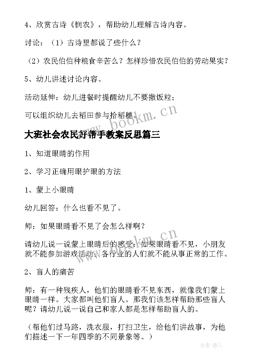 大班社会农民好帮手教案反思(精选10篇)