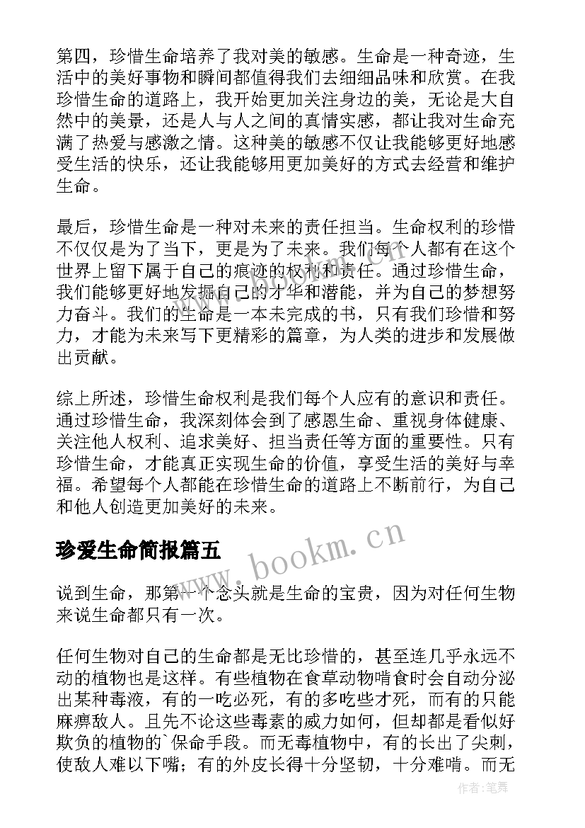 2023年珍爱生命简报(通用5篇)