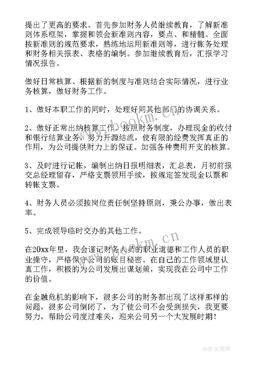 财务部长工作规划 财务部个人工作计划(优质8篇)