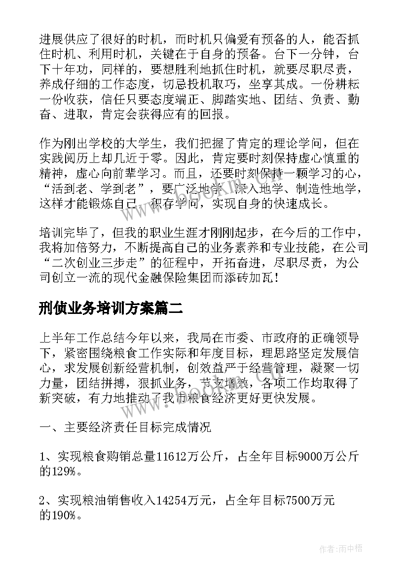 最新刑侦业务培训方案(大全5篇)