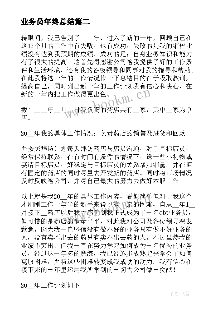 2023年业务员年终总结 业务员年度工作总结(精选7篇)