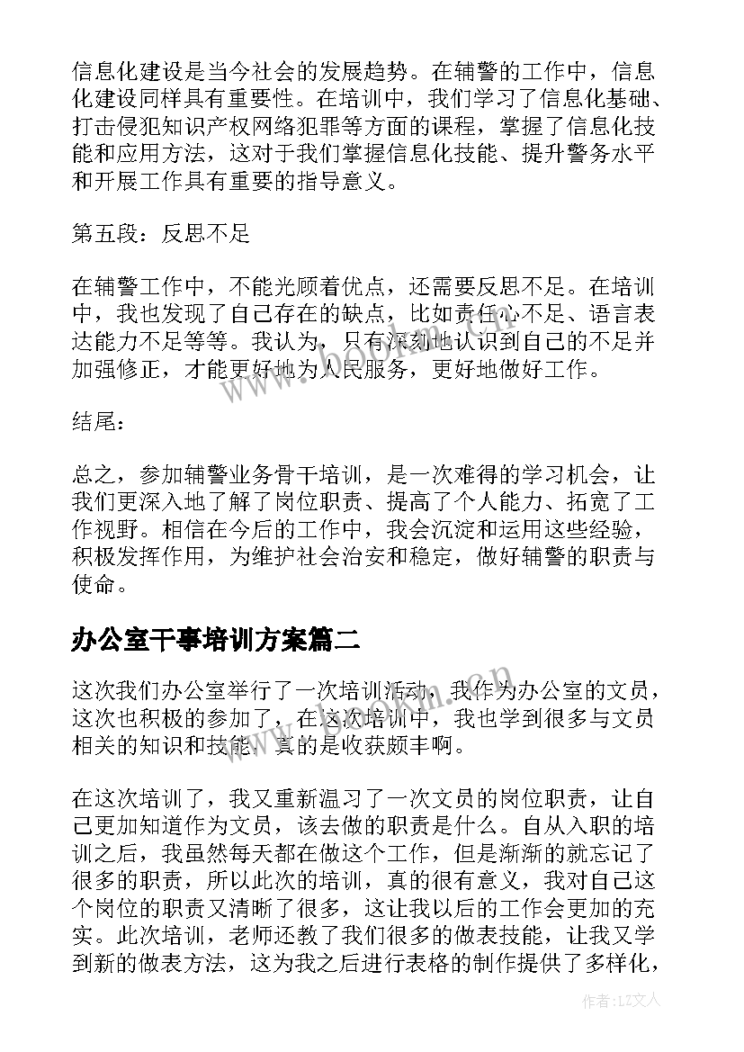 2023年办公室干事培训方案(实用5篇)