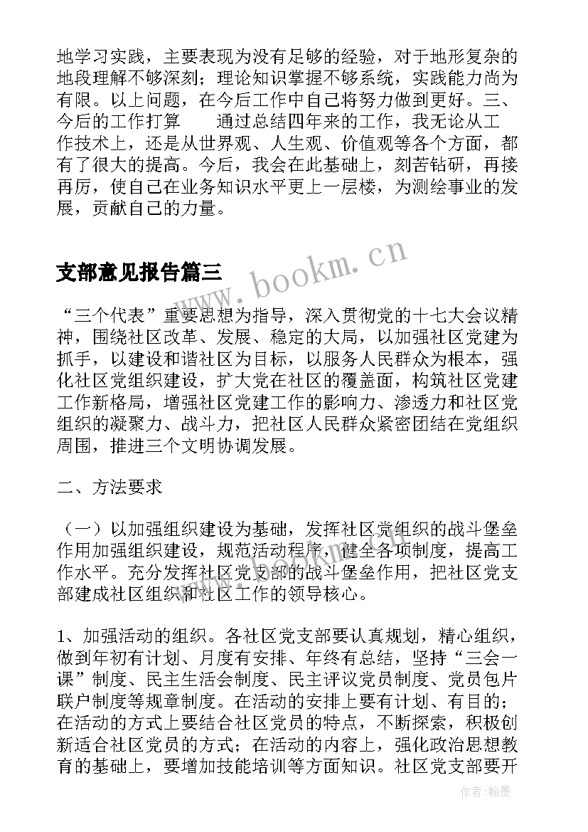 最新支部意见报告 对党支部工作和班子成员的意见和建议(优质5篇)