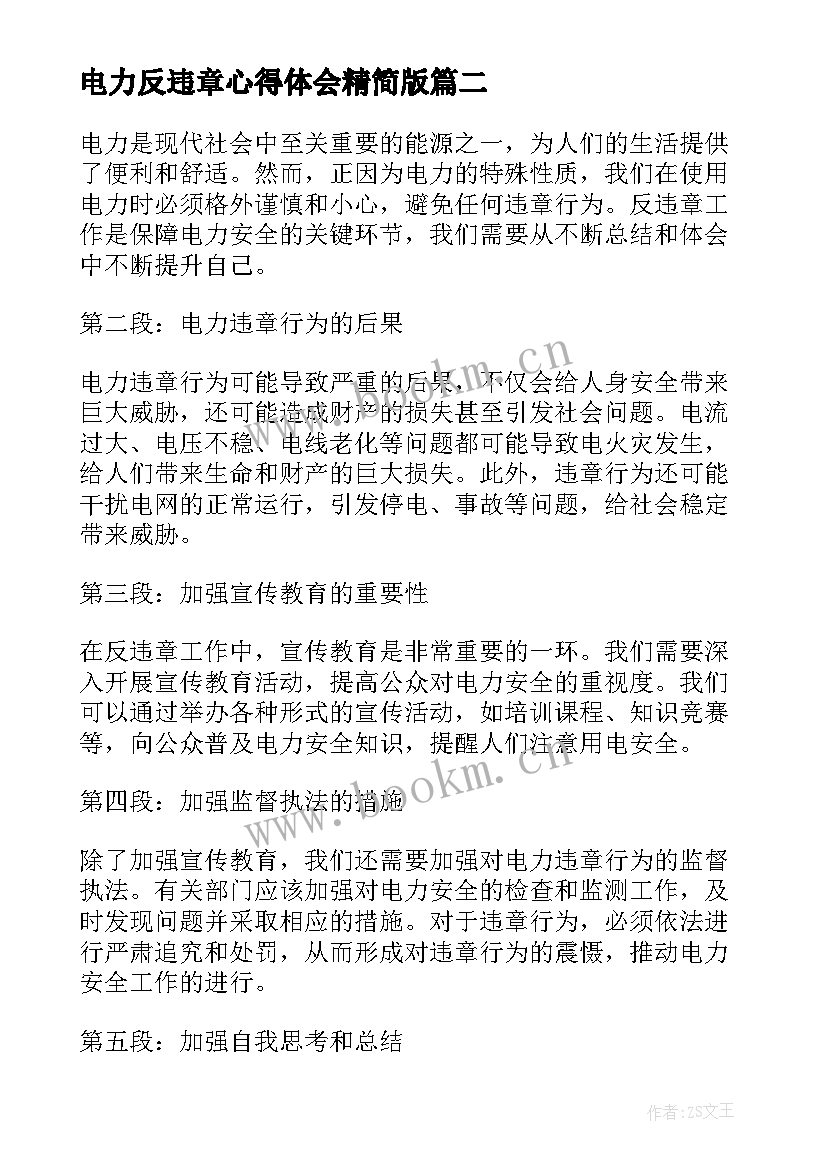 2023年电力反违章心得体会精简版(优质5篇)