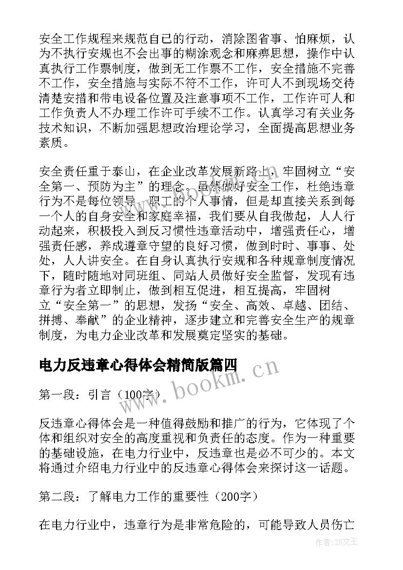 2023年电力反违章心得体会精简版(优质5篇)