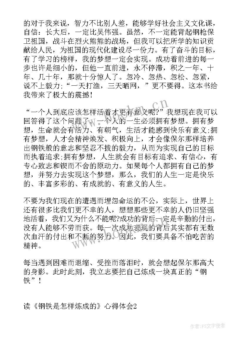 最新钢铁是怎样炼成的心得感悟(汇总5篇)