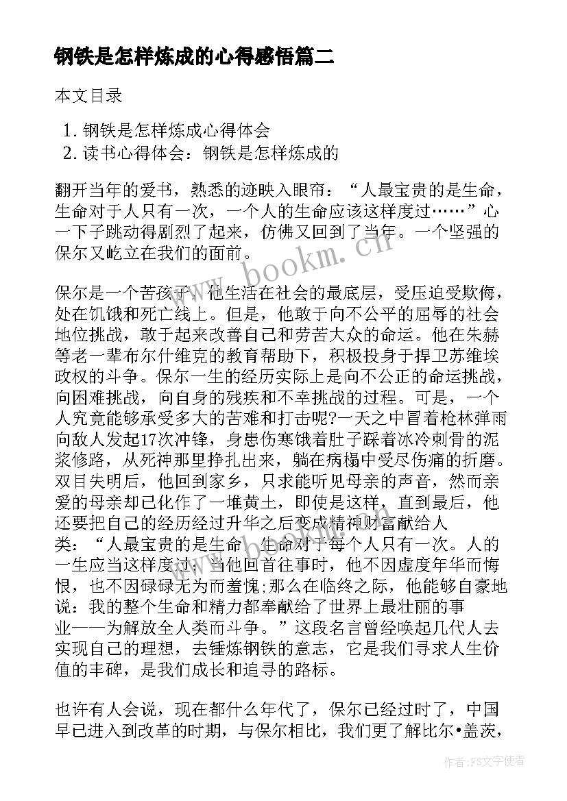 最新钢铁是怎样炼成的心得感悟(汇总5篇)