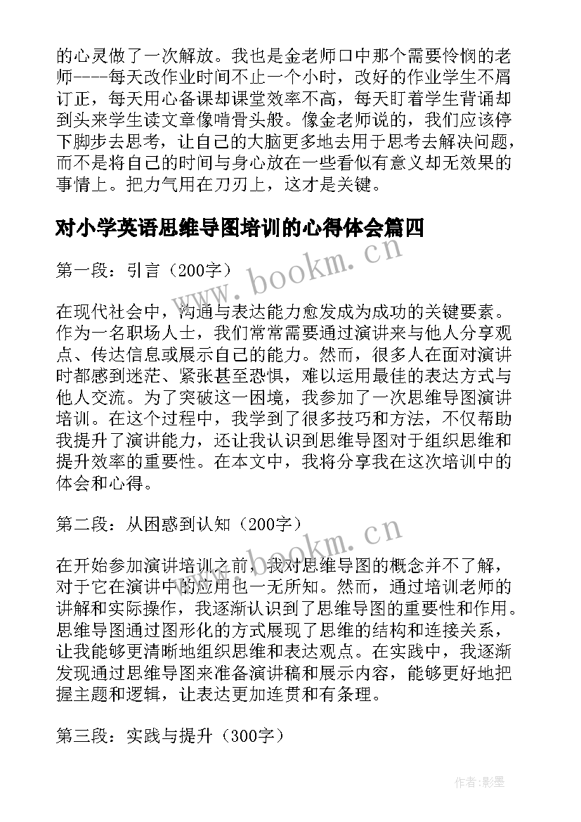 2023年对小学英语思维导图培训的心得体会(实用5篇)