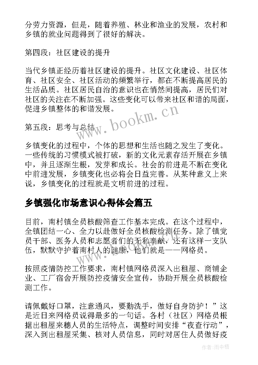 2023年乡镇强化市场意识心得体会 乡镇开店心得体会(实用8篇)