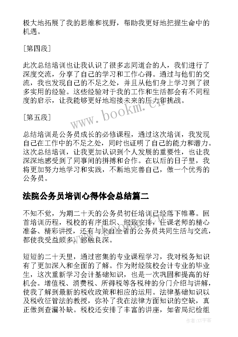 最新法院公务员培训心得体会总结 公务员总结培训心得体会(优质5篇)