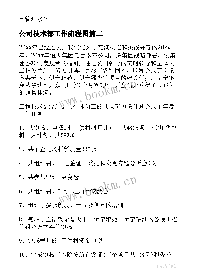 2023年公司技术部工作流程图 公司技术部门工作总结(模板8篇)