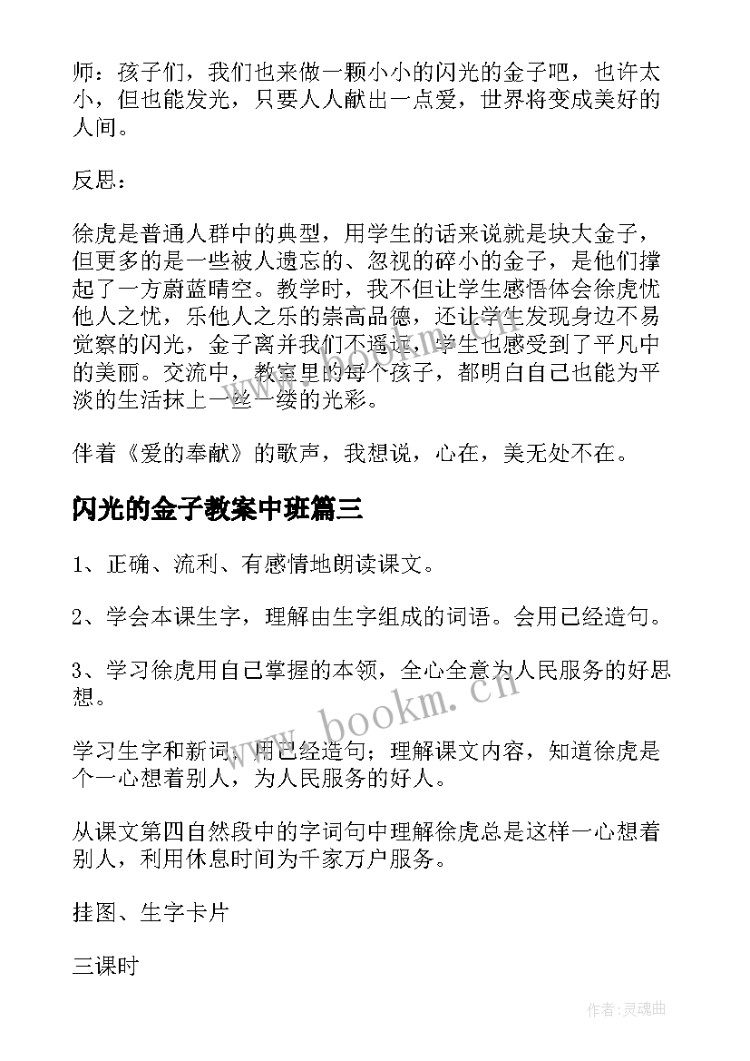 闪光的金子教案中班 闪光的金子教案(精选5篇)