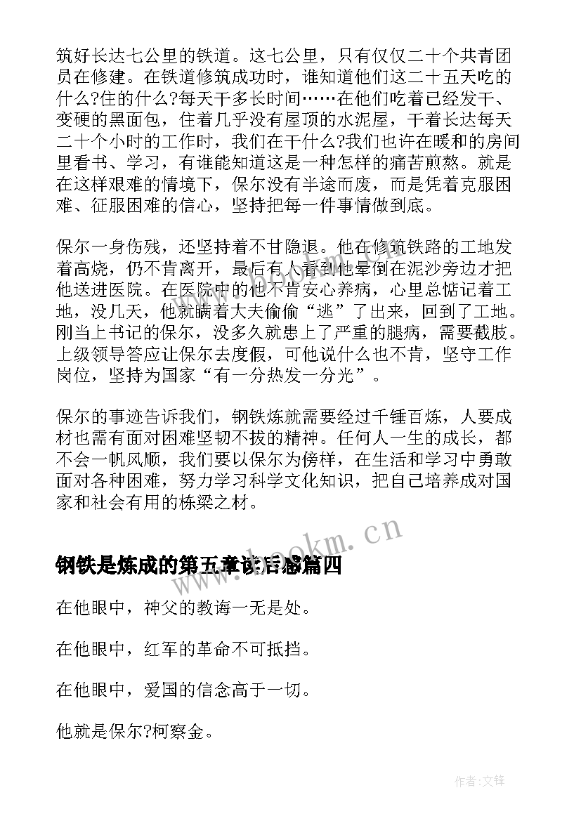 2023年钢铁是炼成的第五章读后感(优质9篇)