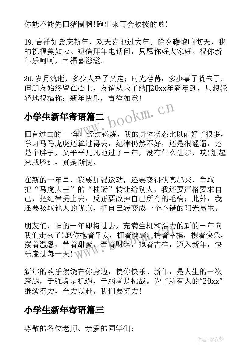 2023年小学生新年寄语(实用10篇)