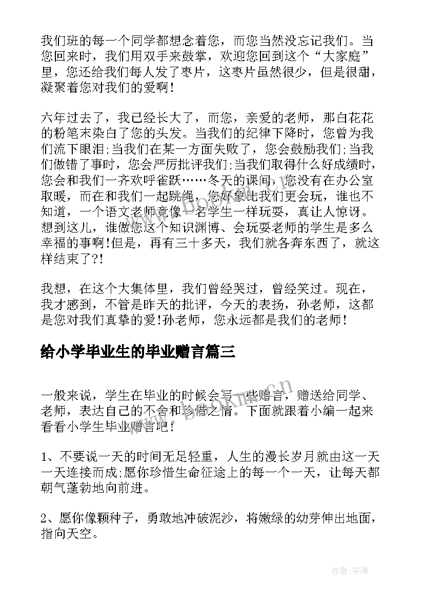 2023年给小学毕业生的毕业赠言(实用10篇)