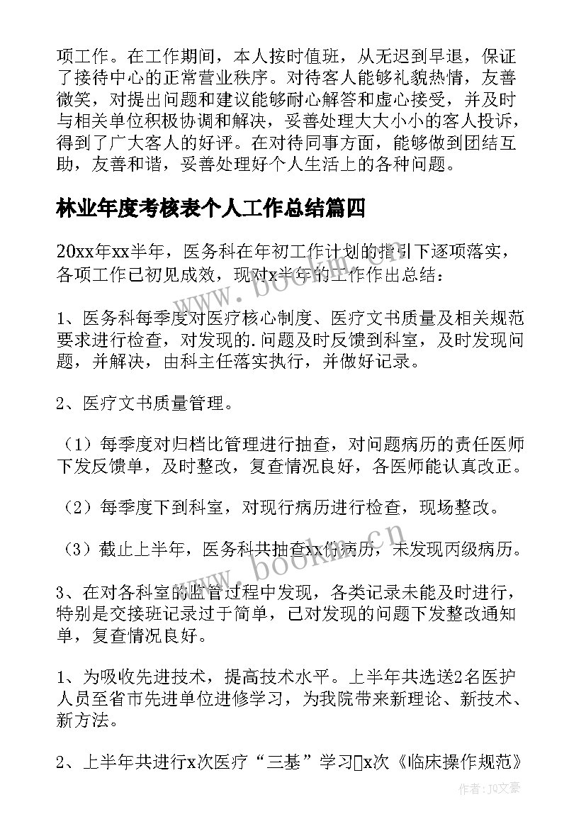 最新林业年度考核表个人工作总结(汇总7篇)