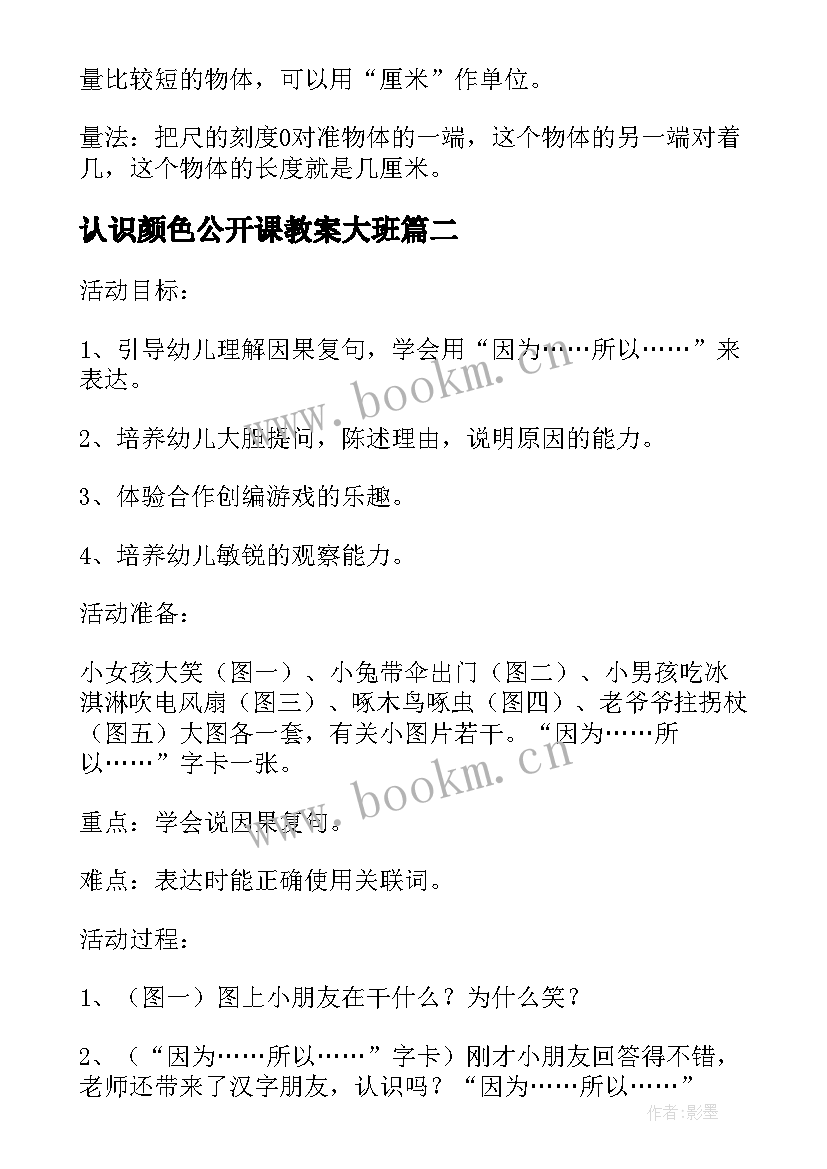 认识颜色公开课教案大班(汇总7篇)