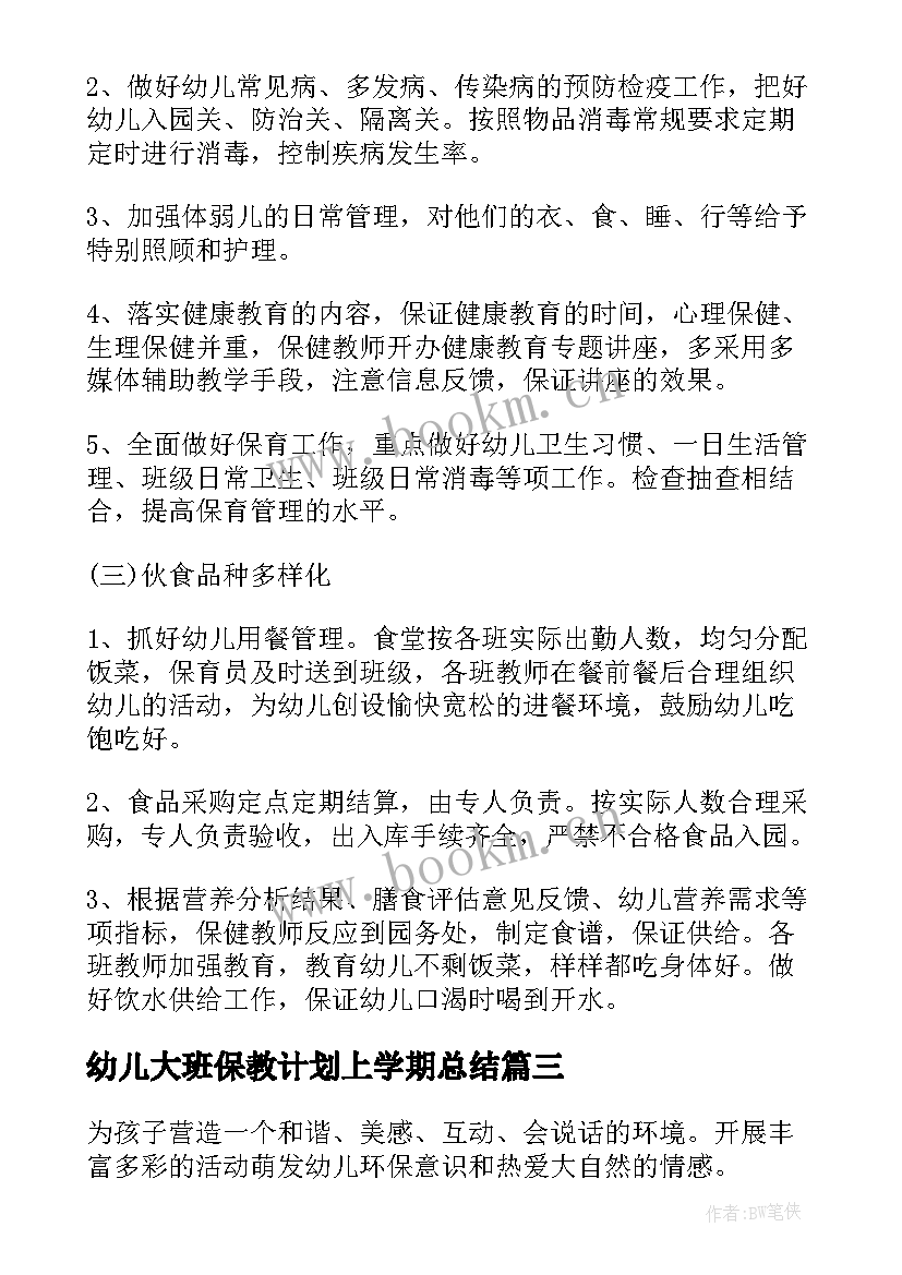 2023年幼儿大班保教计划上学期总结(通用10篇)