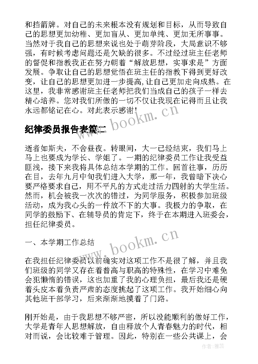 2023年纪律委员报告表(通用9篇)