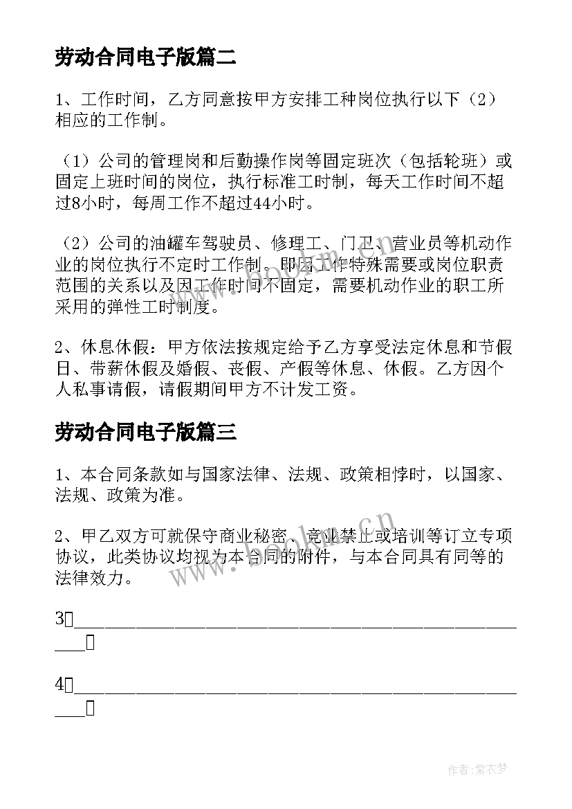 2023年劳动合同电子版(优质5篇)