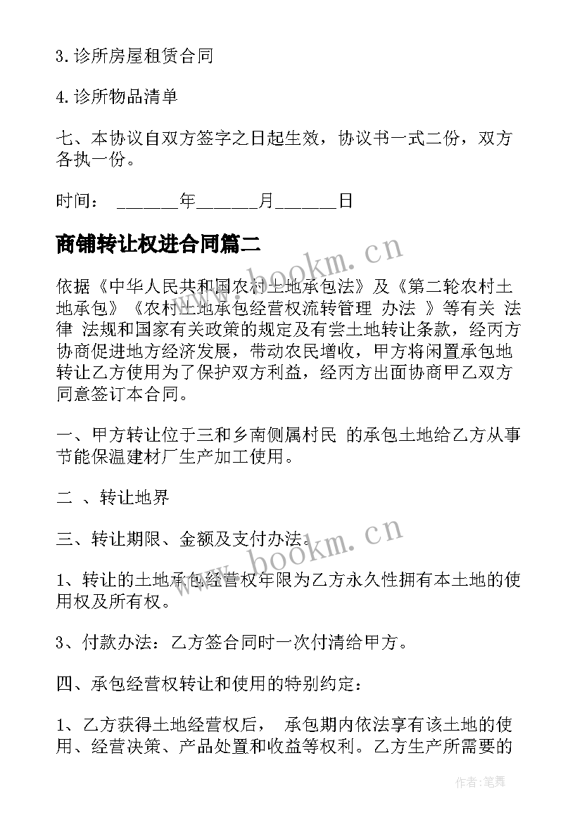 商铺转让权进合同 诊所经营权转让合同书(优秀5篇)