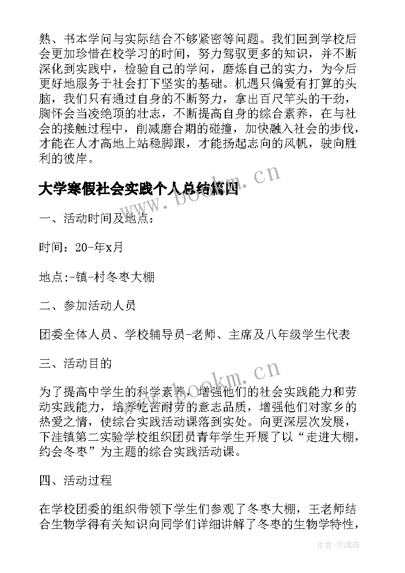 大学寒假社会实践个人总结(通用5篇)