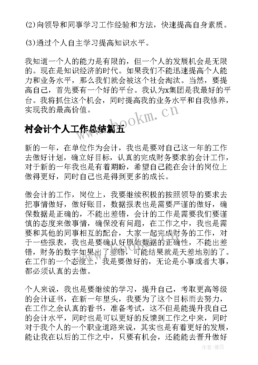 2023年村会计个人工作总结(模板8篇)