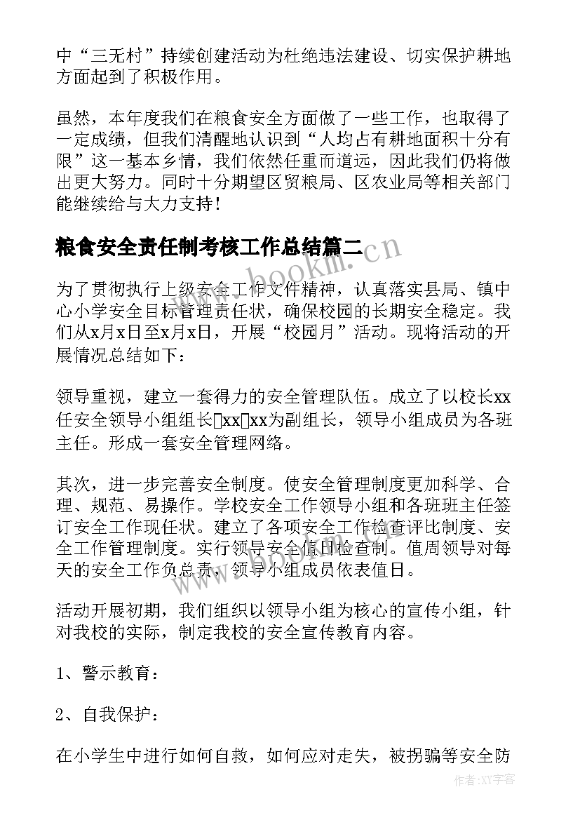 最新粮食安全责任制考核工作总结(模板5篇)