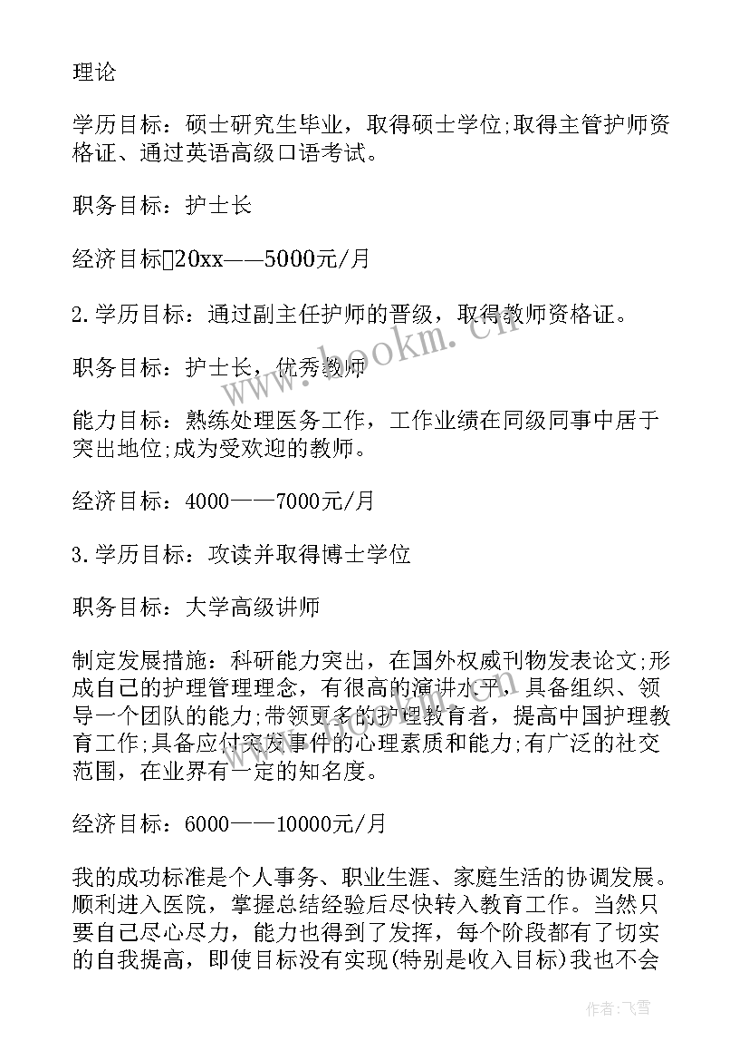 大学护理生职业生涯规划书 护理大学生职业生涯规划书(优秀5篇)