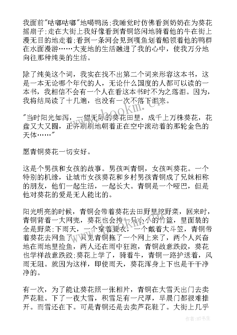 青铜葵花的读书心得体会 青铜葵花读后感(优秀5篇)