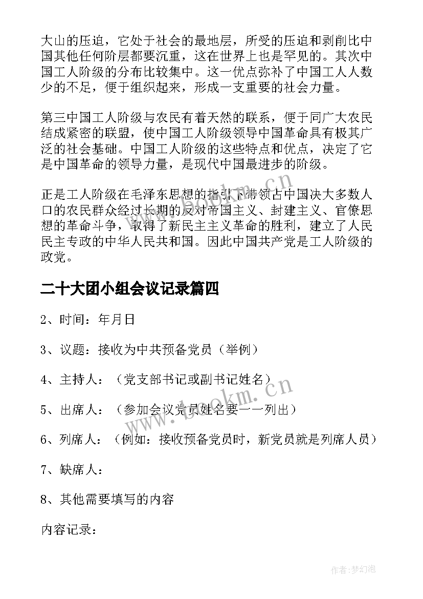 二十大团小组会议记录 领导小组会议记录领导小组会议记录(大全8篇)