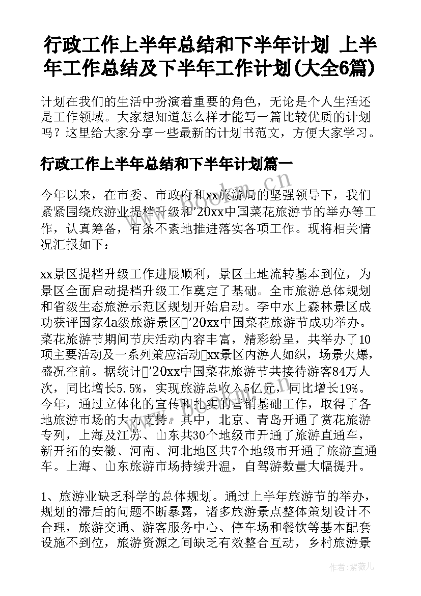 行政工作上半年总结和下半年计划 上半年工作总结及下半年工作计划(大全6篇)