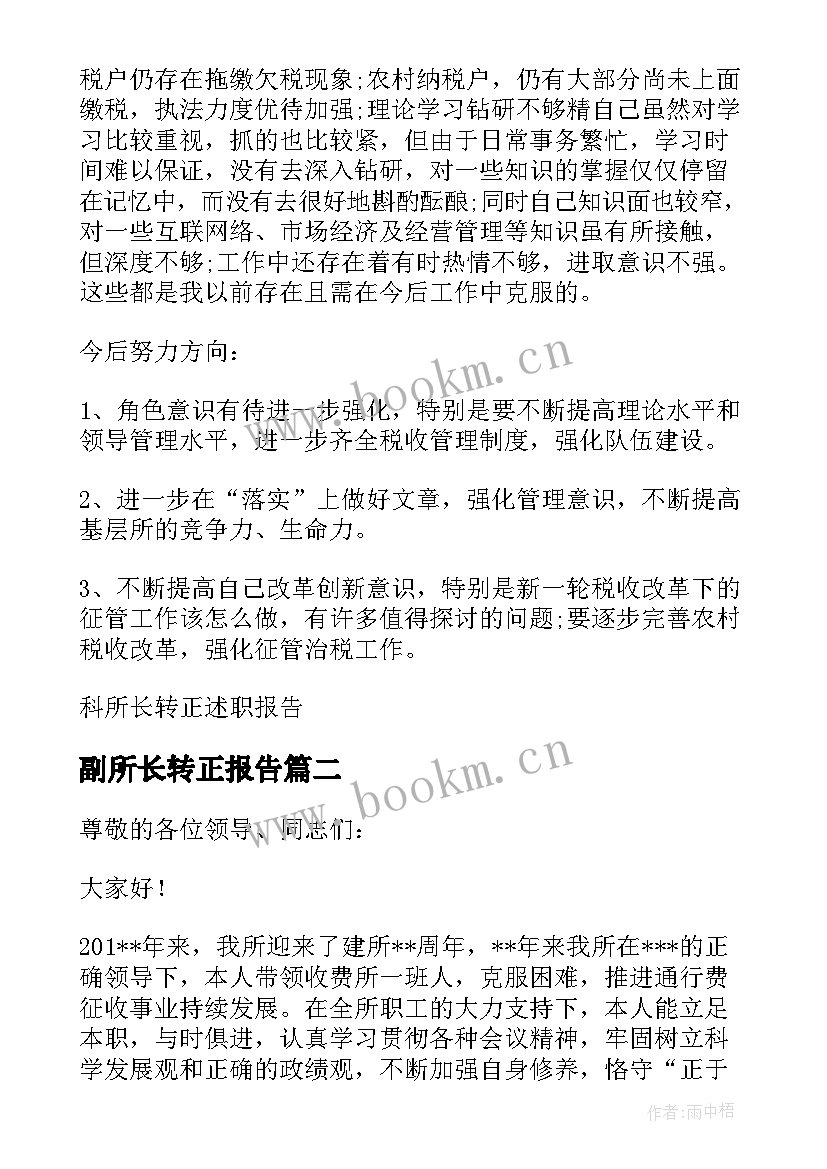 副所长转正报告 科所长转正述职报告(大全5篇)