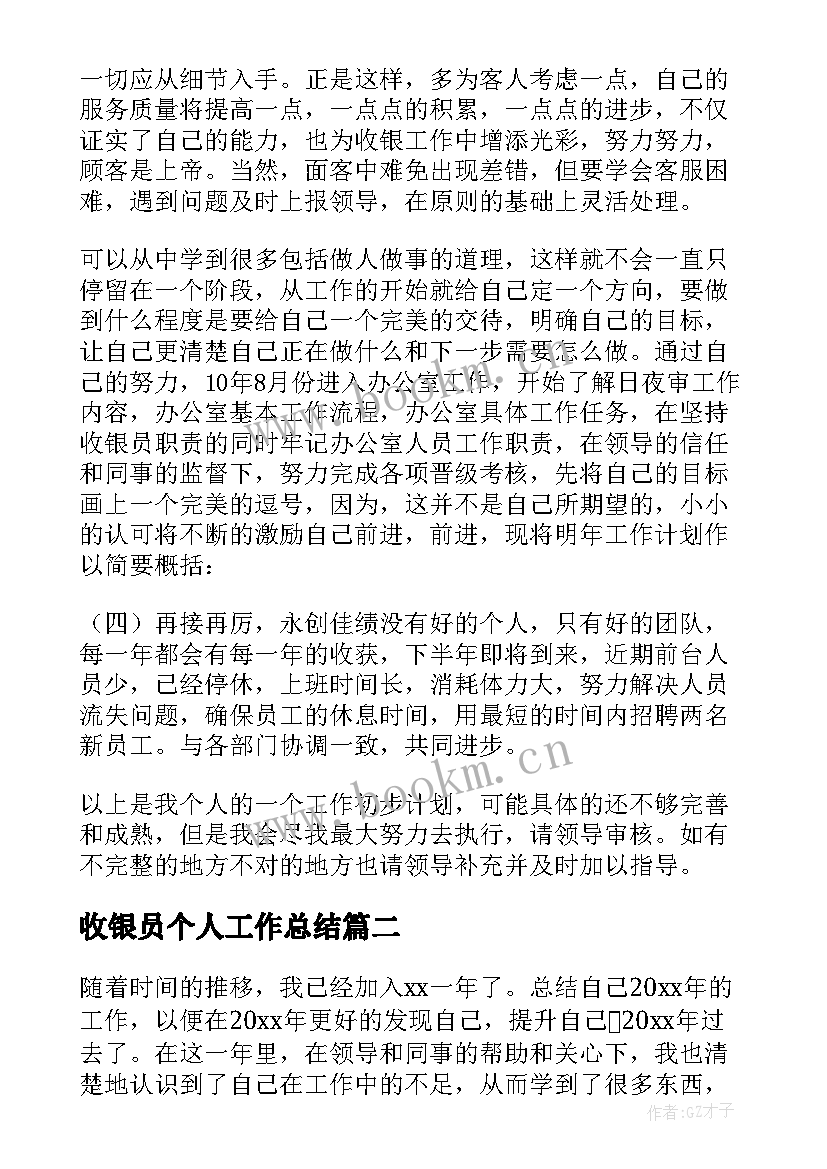 2023年收银员个人工作总结(优质5篇)