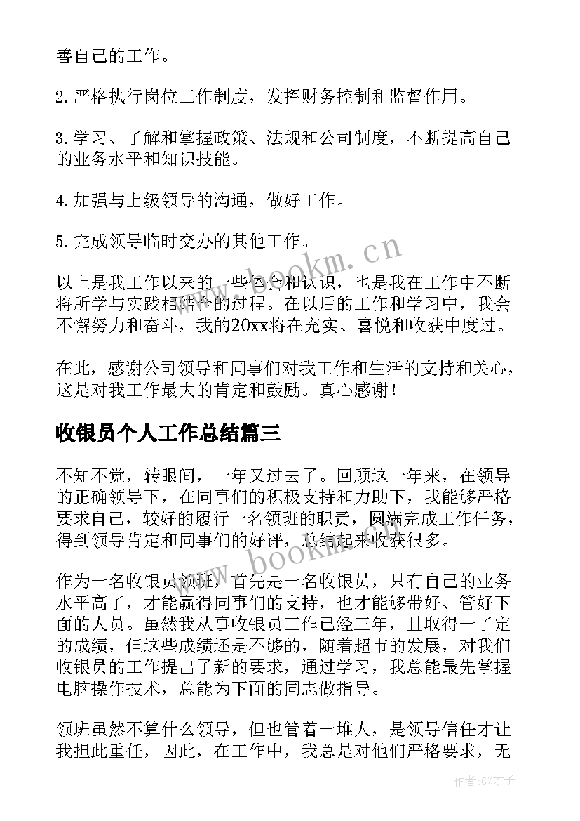 2023年收银员个人工作总结(优质5篇)