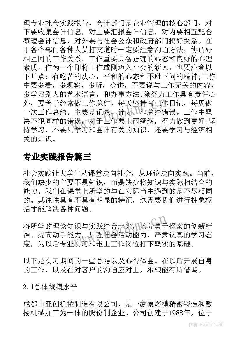 专业实践报告(汇总6篇)