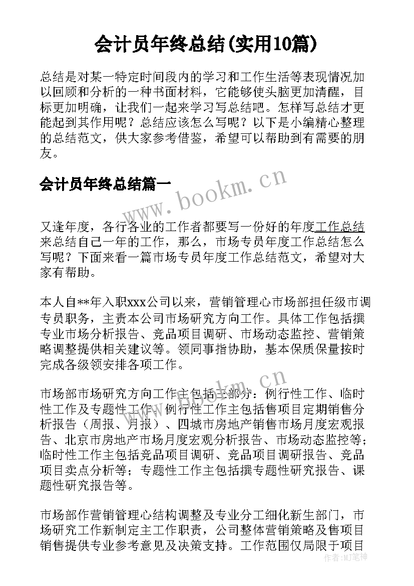 会计员年终总结(实用10篇)