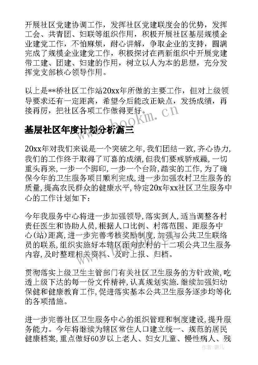 基层社区年度计划分析(精选5篇)