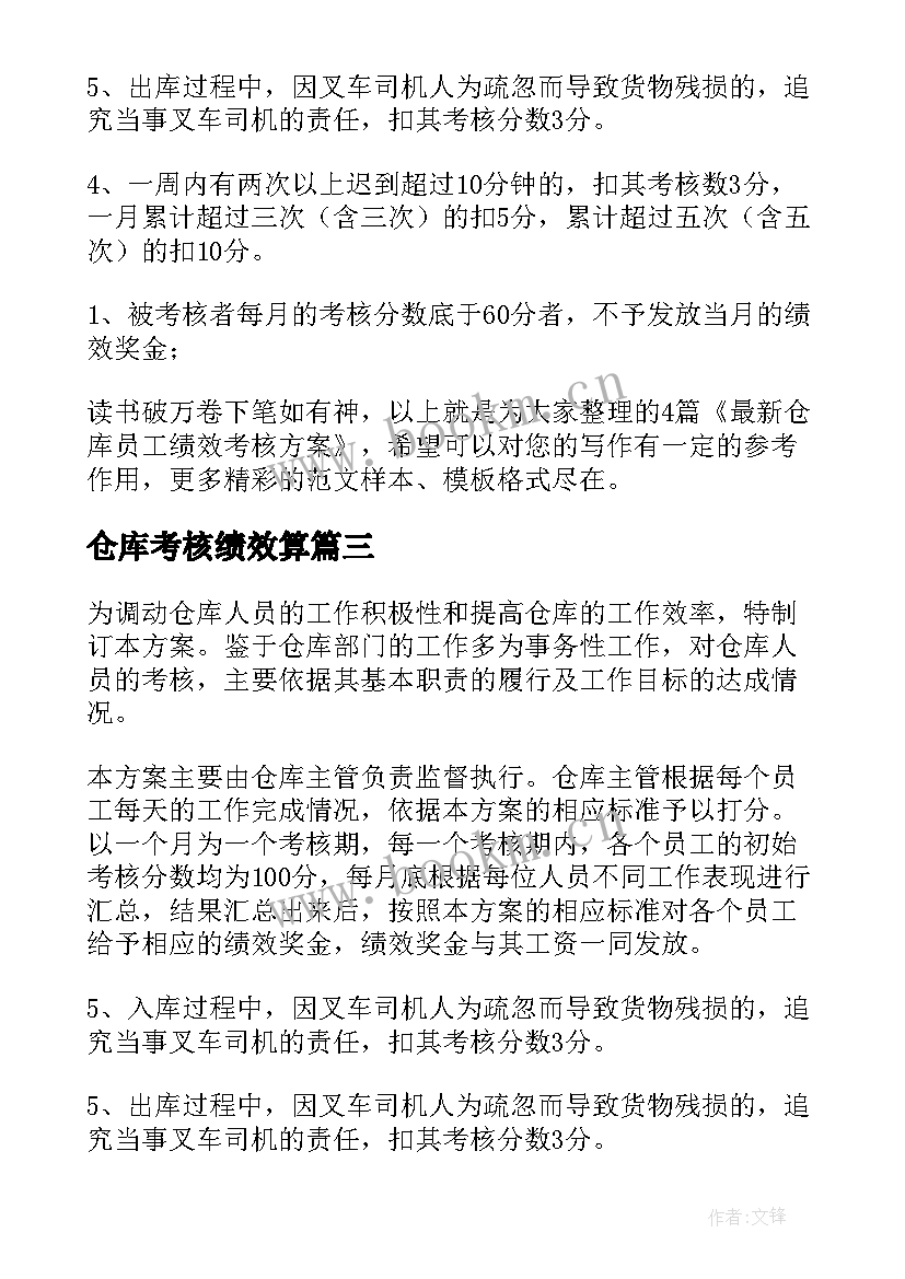 2023年仓库考核绩效算 淘宝仓库绩效考核方案(通用5篇)