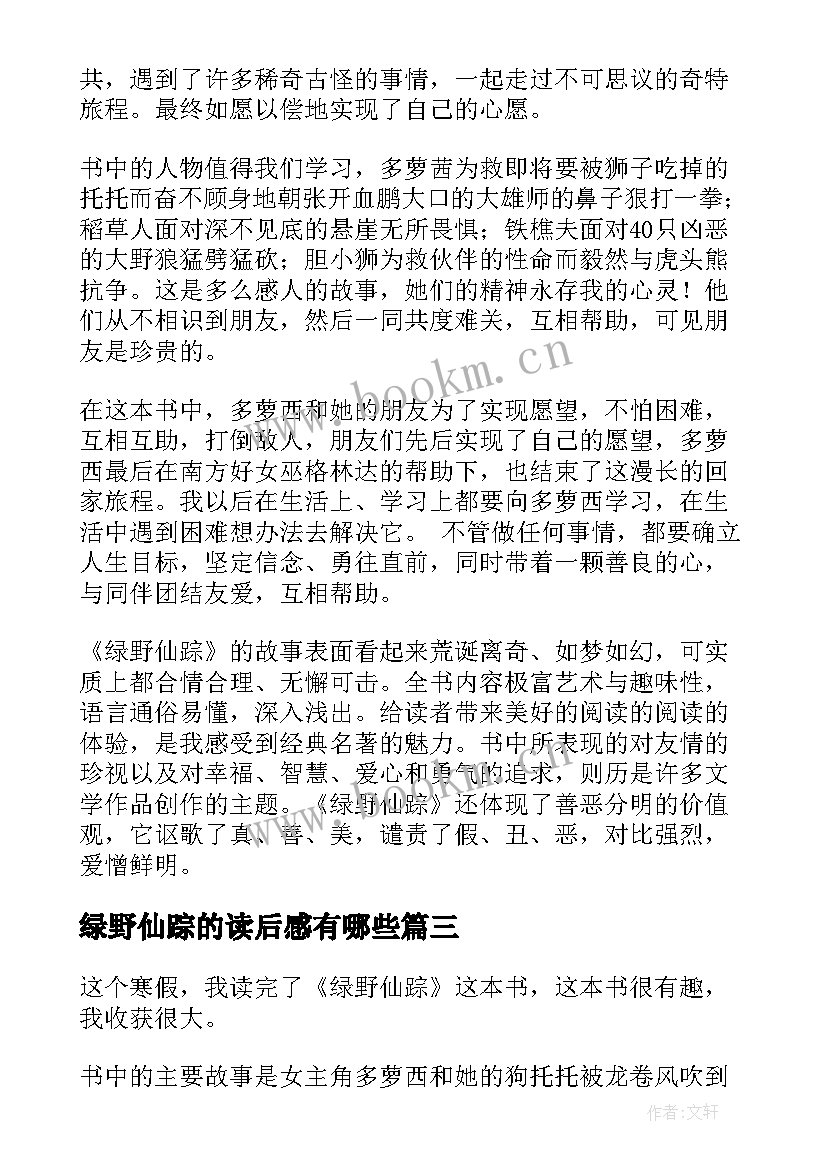 2023年绿野仙踪的读后感有哪些(优质9篇)