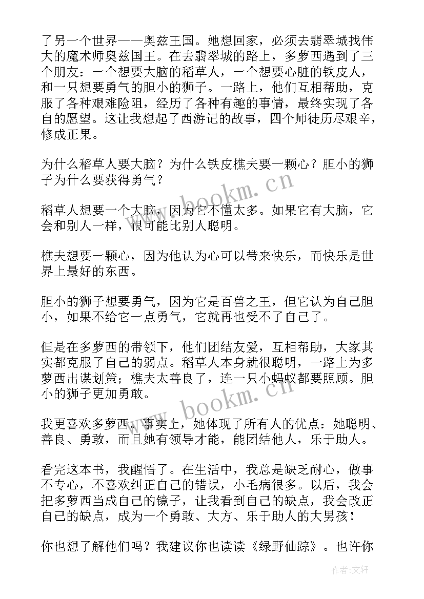 2023年绿野仙踪的读后感有哪些(优质9篇)