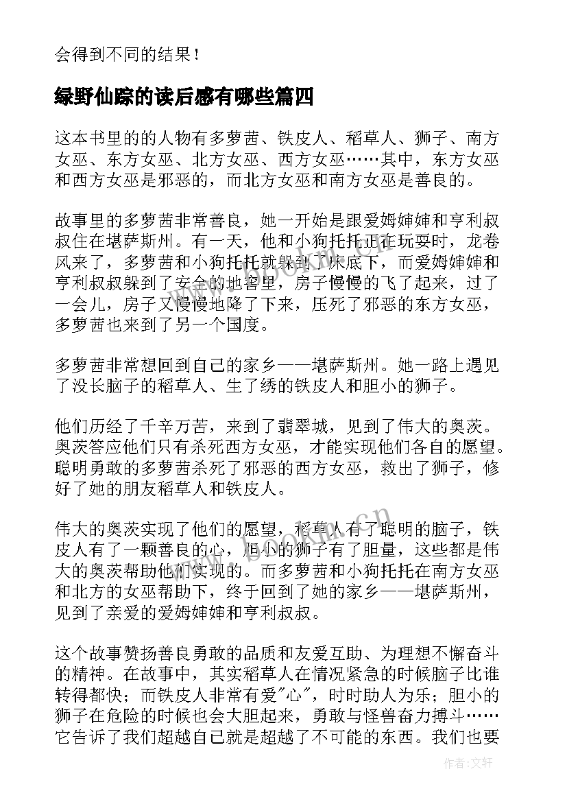 2023年绿野仙踪的读后感有哪些(优质9篇)